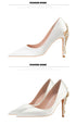Elegant Crystal-Embellished Silk Pointed Toe Pumps for Women - Luxurious High Heels Perfect for Bridal and Evening Wear, Sexy Dress Shoes with Thin Heels